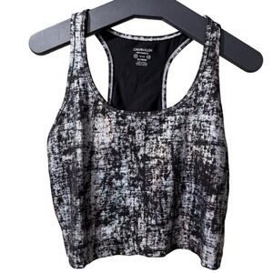 Calvin Klein Performance Women XL Black Silver Metallic Racerback Crop Tank Top